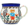 Polish Pottery Bubble Mug 13 oz Red Teddy&#039;s Love UNIKAT