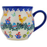 Polish Pottery Bubble Mug 13 oz Red Tulip Field UNIKAT