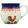 Polish Pottery Bubble Mug 13 oz Rooster Doodle-do UNIKAT