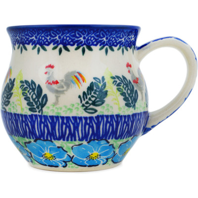 Polish Pottery Bubble Mug 13 oz Rooster&#039;s Crow UNIKAT