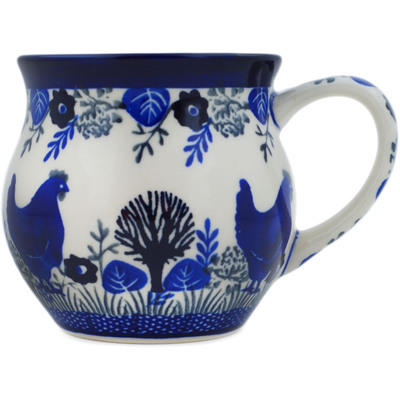 Polish Pottery Bubble Mug 13 oz Spring Chicken UNIKAT