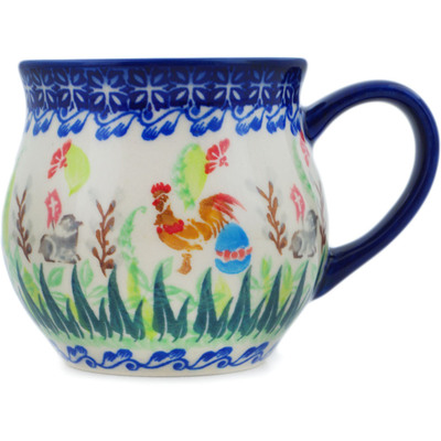 Polish Pottery Bubble Mug 13 oz Spring Fun UNIKAT