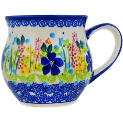 Polish Pottery Bubble Mug 13 oz Spring Whimsy UNIKAT