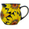 Polish Pottery Bubble Mug 13 oz Sunflower Bouquet