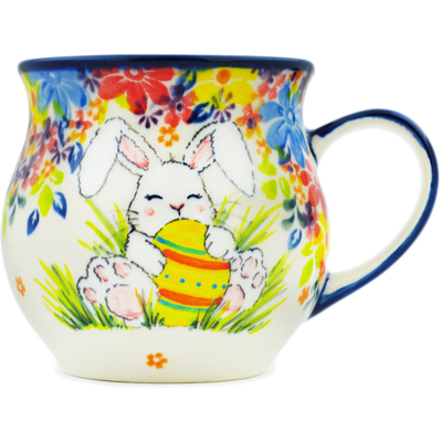 Polish Pottery Bubble Mug 13 oz Sweet Easter Bunny