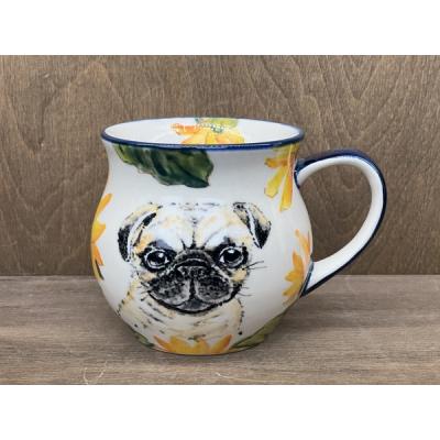 Polish Pottery Bubble Mug 13 oz Sweetie Pie Pug UNIKAT