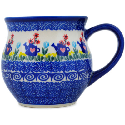 Polish Pottery Bubble Mug 13 oz Tending To The Garden UNIKAT
