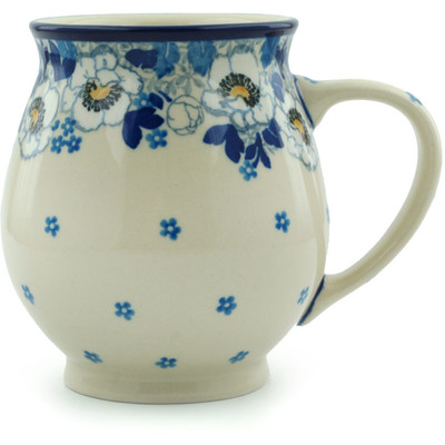 Polish Pottery Bubble Mug 15 oz Blue Spring