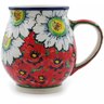 Polish Pottery Bubble Mug 15 oz Sweet Red Petals UNIKAT