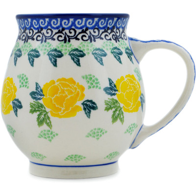Polish Pottery Bubble Mug 15 oz Yellow Rose