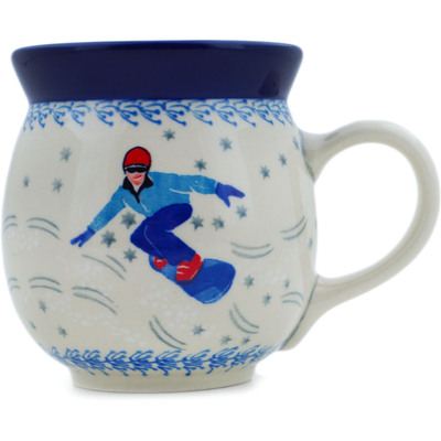 Polish Pottery Bubble Mug 16 oz At The Slopes UNIKAT