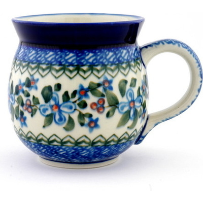 Polish Pottery Bubble Mug 16 oz Azure Blooms