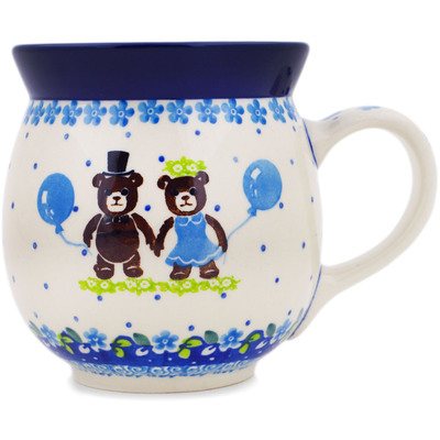 Polish Pottery Bubble Mug 16 oz Bear Party UNIKAT