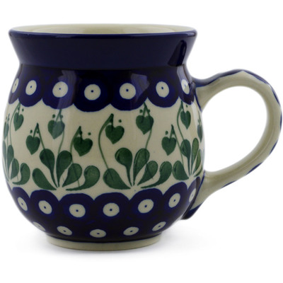 Polish Pottery Bubble Mug 16 oz Bleeding Heart Peacock