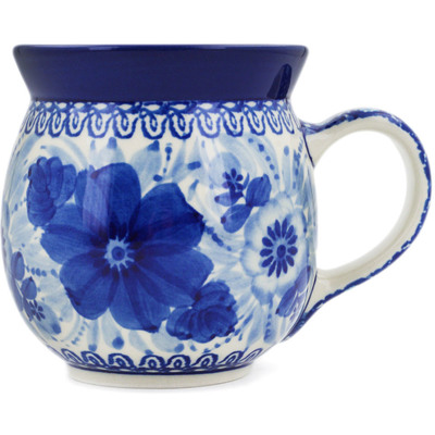 Polish Pottery Bubble Mug 16 oz Bleu Boquet UNIKAT