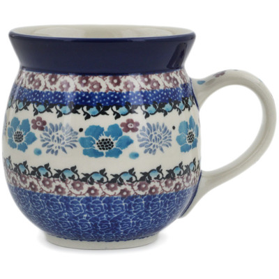 Polish Pottery Bubble Mug 16 oz Blooming Blues
