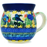 Polish Pottery Bubble Mug 16 oz Blue Bird Delight UNIKAT