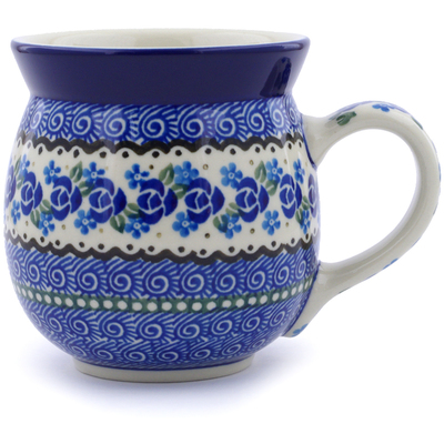 Polish Pottery Bubble Mug 16 oz Blue Bud Sea