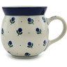 Polish Pottery Bubble Mug 16 oz Blue Buds