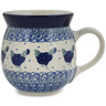 Polish Pottery Bubble Mug 16 oz Blue Chicken