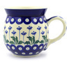 Polish Pottery Bubble Mug 16 oz Blue Daisy Peacock