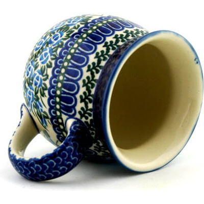 Polish Pottery Bubble Mug 16 oz Blue Impatiens Patch UNIKAT