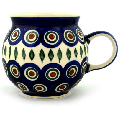 Polish Pottery Bubble Mug 16 oz Blue Peacock