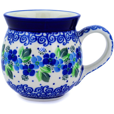 Polish Pottery Bubble Mug 16 oz Blue Phlox