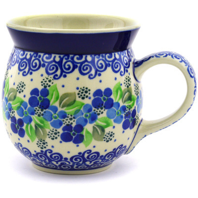 Polish Pottery Bubble Mug 16 oz Blue Phlox