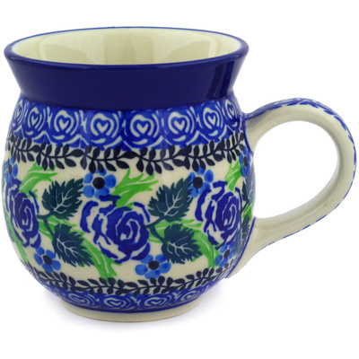 Polish Pottery Bubble Mug 16 oz Blue Rose Garden