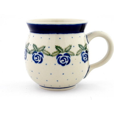 Polish Pottery Bubble Mug 16 oz Blue Rose