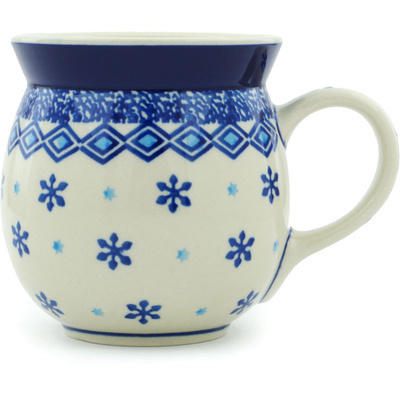 Polish Pottery Bubble Mug 16 oz Blue Snowflake