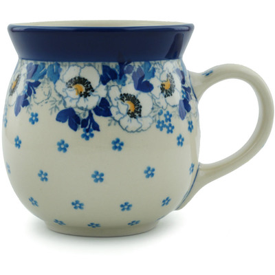 Polish Pottery Bubble Mug 16 oz Blue Spring