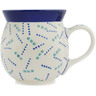 Polish Pottery Bubble Mug 16 oz Blue Stitch