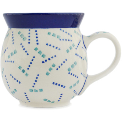 Polish Pottery Bubble Mug 16 oz Blue Stitch