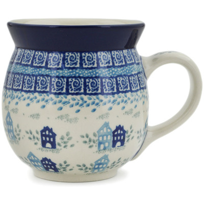 Polish Pottery Bubble Mug 16 oz Blue Town