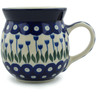 Polish Pottery Bubble Mug 16 oz Blue Tulip Peacock