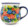 Polish Pottery Bubble Mug 16 oz Bright Wildflowers UNIKAT