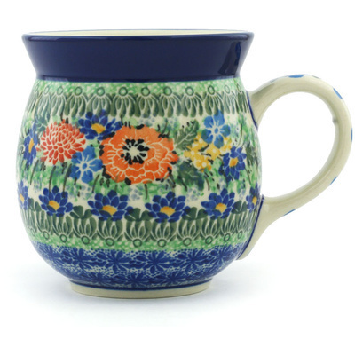 Polish Pottery Bubble Mug 16 oz Brilliant Bouquet UNIKAT