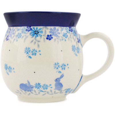 Polish Pottery Bubble Mug 16 oz Bunny Buddies