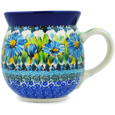 Polish Pottery Bubble Mug 16 oz Buquet Azul UNIKAT