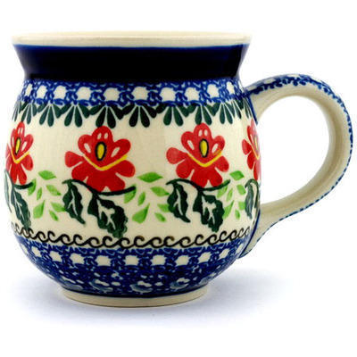 Polish Pottery Bubble Mug 16 oz Christmas Rose