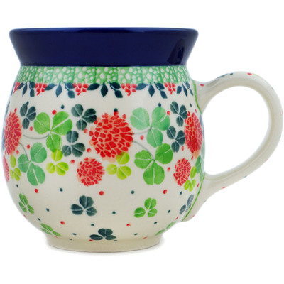 Polish Pottery Bubble Mug 16 oz Clover Flower Wreath