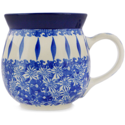 Polish Pottery Bubble Mug 16 oz Cobalt Leaf Variation