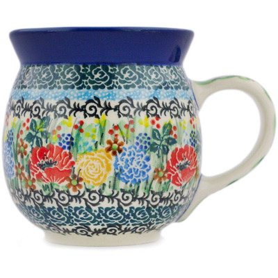 Polish Pottery Bubble Mug 16 oz Country Garden UNIKAT