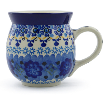 Polish Pottery Bubble Mug 16 oz Diamond Flowers UNIKAT