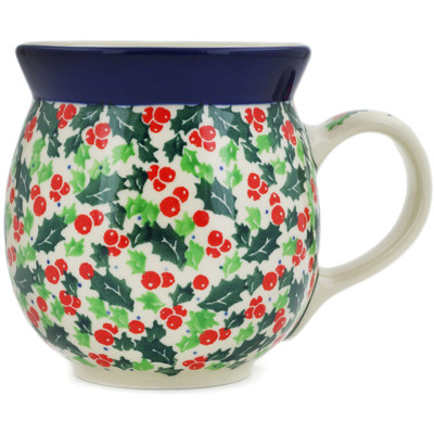 Polish Pottery Bubble Mug 16 oz Festive Berries UNIKAT