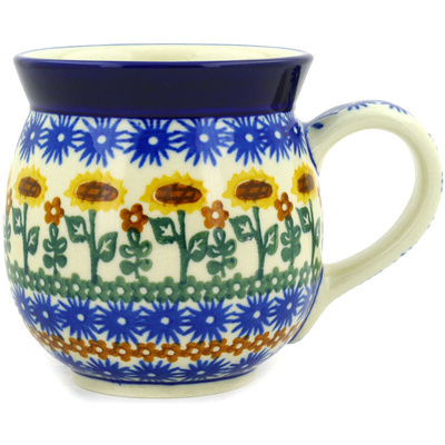 Polish Pottery Bubble Mug 16 oz Field Of Sunflowers