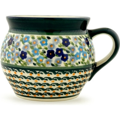 Polish Pottery Bubble Mug 16 oz Forget Me Not Basket UNIKAT