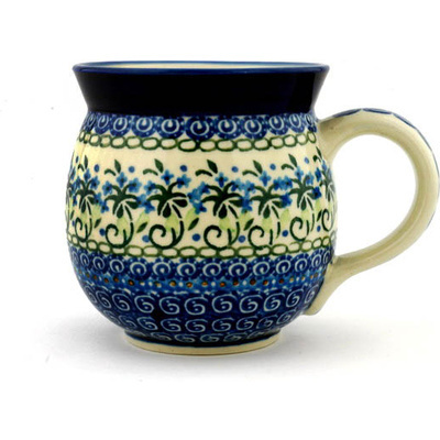 Polish Pottery Bubble Mug 16 oz Forget Me Not Circle UNIKAT